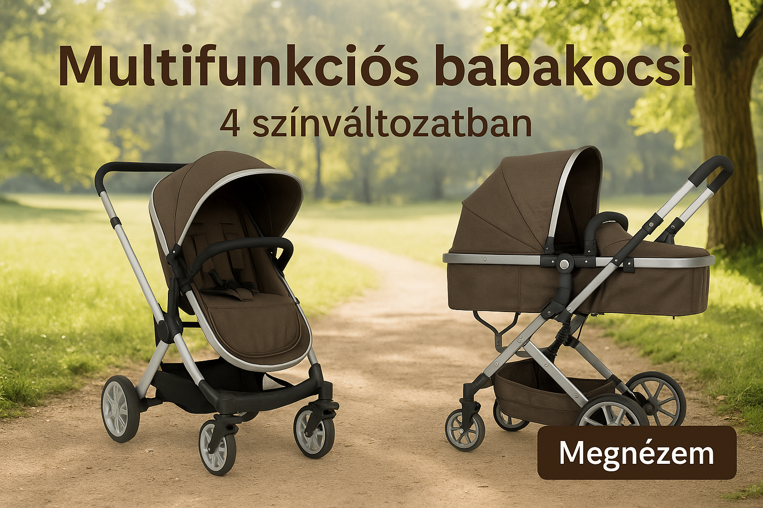 Multifunkciós babakocsi nagy kerekekkel, 4 színváltozatban, csak 28.490 Ft!